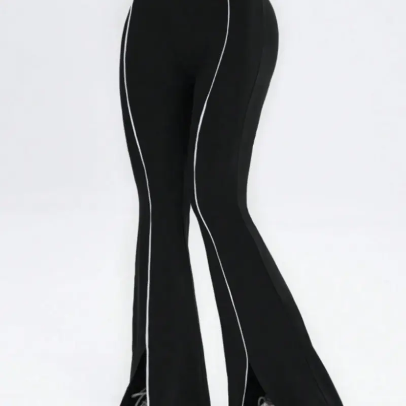 Women's Spring Colorblock High Waist Knit Yoga Pants, Fitness Pants, High Waisted Sportswear, Athleisure Style Bottoms, Loose-Fitting Casual Commuter Wear, Casual Sportswear Pants, Activewear For Fitness, Ladies' Clothing Choice