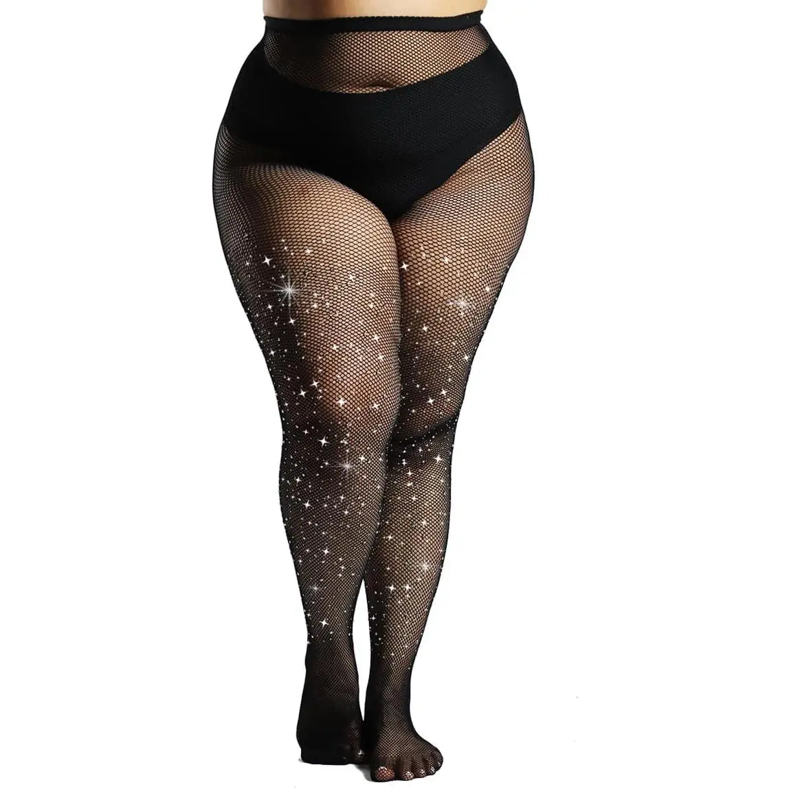 Indestructible Ultra Sparkly Rhinestone Fishnet Party Tights for Women, Jeweled Plus Size Stockings(Gift)