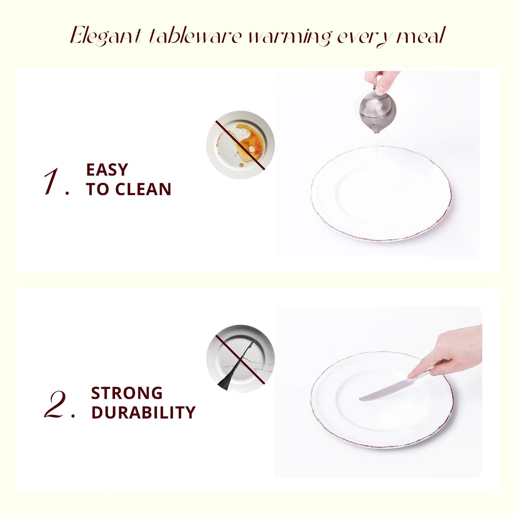 Dinnerware Ceramic Dinner Plate Set Tableware White Color Glaze Stoneware Dinner Set