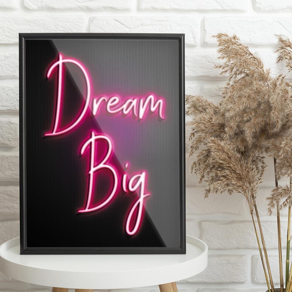 Neon Sign Canvas Painting, 4 Counts/set Modern Encouragement Letter Pattern Wall Art, Wall Decor for Home Living Room Bedroom, Ornaments