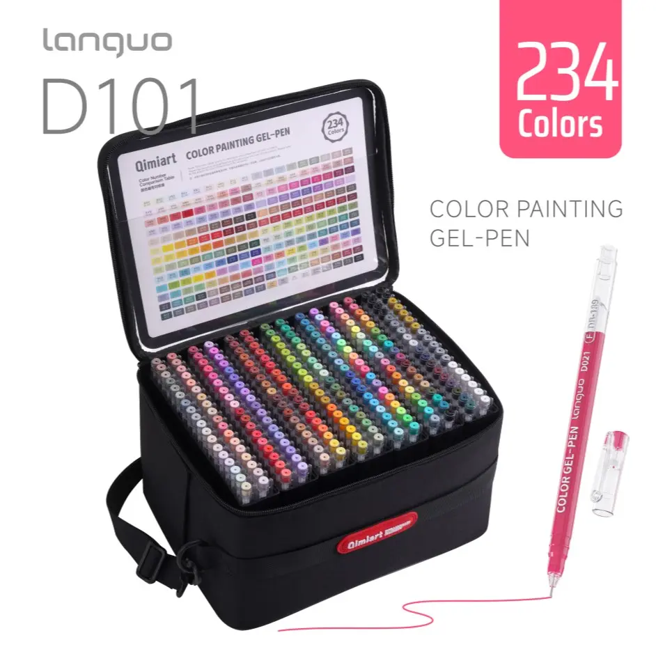 Languo 252pcs Gel Pen Set, 234 Colors, 0.6mm Tip, Smooth Ink, Non-Transparent, Layerable, Ideal for Art, Office, School Supplies