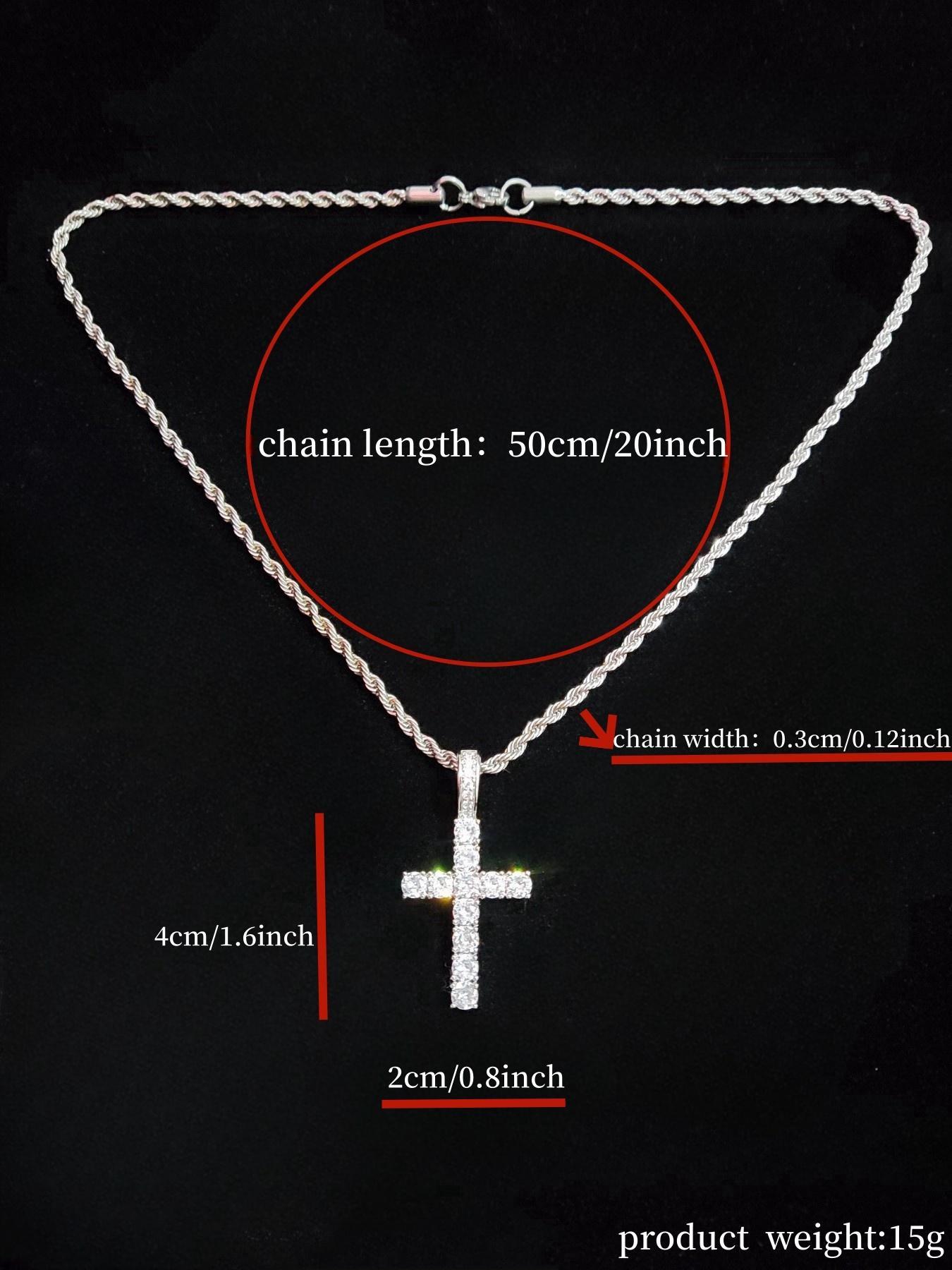 Rhinestone Cross Twist Chain Pendant Necklace for Men & Women, Cross Chain Design, 1 Piece Hip Hop Jewelry for Party, Daily Clothing Decor, Trendy All-match Jewelry for Birthday Gift, Exquisite Jewelry Gift