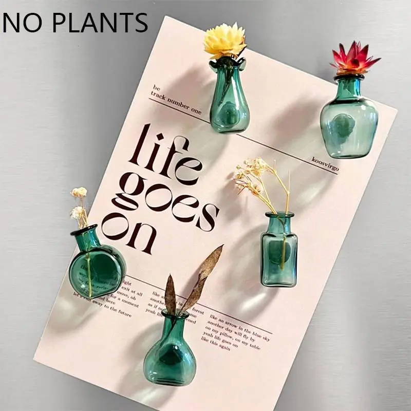 5pcs Mini Glass Vase Fridge Magnet, Perfect Gift for Mom or Loved One, Pet Whisker Holder, Seasonal Home Decor, Magnetic Item