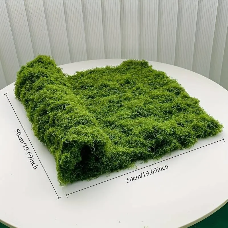 Realistic Artificial Moss Sheet - Fake Plastic Greenery Soft Cuttable Green Moss for DIY Crafts, Indoor/Outdoor Landscape, Terrariums, Miniature Dioramas - Texture, Easy to Cut & Grow, Low-Maintenance Decor Artificial Plants 50x50cm/19.69x19.69inch