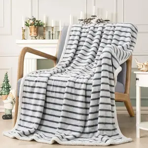 Striped Blanket, Ultra Soft Flannel, Comfortable for Adults, Lightweight, Suitable for Sofa, Bed, Office, All Seasons, Multiple Colors, 59x78in, 78x90in