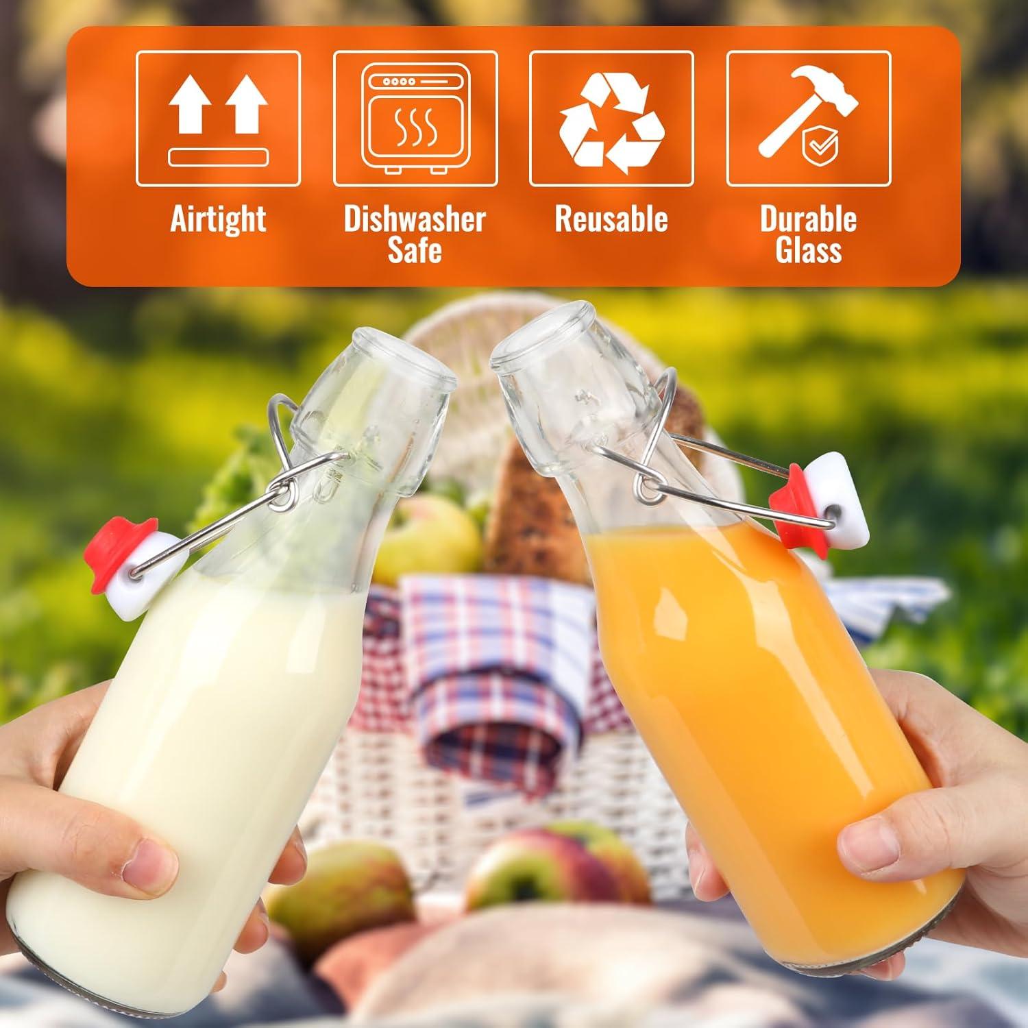 Swing Top Glass Bottles 8 oz 12Pack, Flip Top Glass Bottles with Airtight Flip Lids for Vanilla Extract Bottles/Home Brewing/Beverages/Oil (8 fl.oz, Set of 12) Stainless Brush Steel Colorful Decorative Wedding Organiser 8Fl.Oz