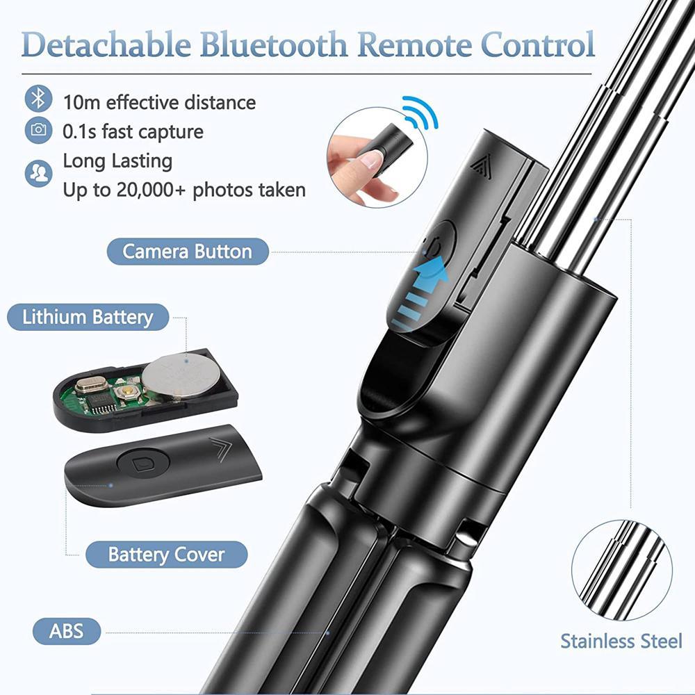 3In1 Bluetooth Wireless Selfie Tripod With Fill Light Shutter Remote Control Portable Foldable Monopod