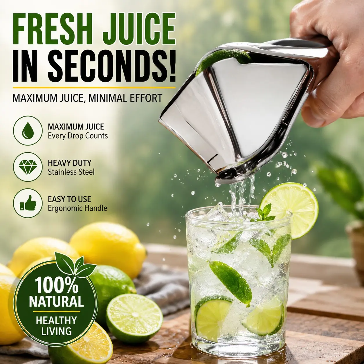 Zinc Alloy Lemon Squeezer, Manual Citrus Juicer for Lemons, Limes & Oranges, Easy-To-Use Fruit Juice Press, Kitchen Tool