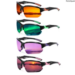 4-Pack Polarized Sports Sunglasses for Men Women – Semi-Rimless Wrap Around Cycling Glasses | HD Anti-Glare UV400 Tactical Running Fishing Driving Shades Metal PC Frame Bulk Set