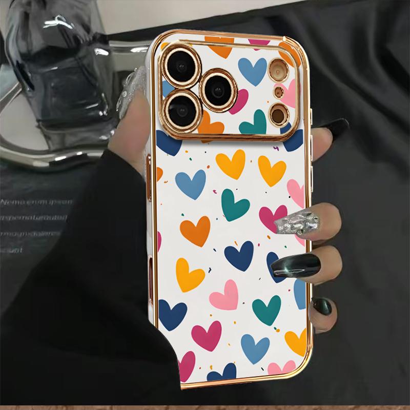 6D Electroplated Phone Case, TPU Soft Material. Full Screen Colorful Heart Character Pattern, Suitable for iPhone 17 Pro Max Phone Case 17 Air 16 Pro Max 16E 16Plus 15 Pro Max 15Plus 15 14 Pro 13 12 11 Phone Cases Shockproof Phone Case Jesus is King
