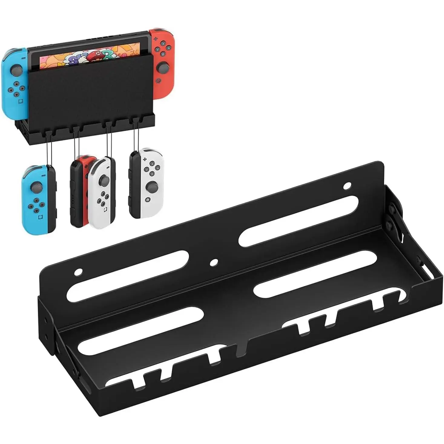 Wall Mount Stand for   -  Controller Holder with Hooks for  Joy-Cons, for   Models and OLED -Saving Design