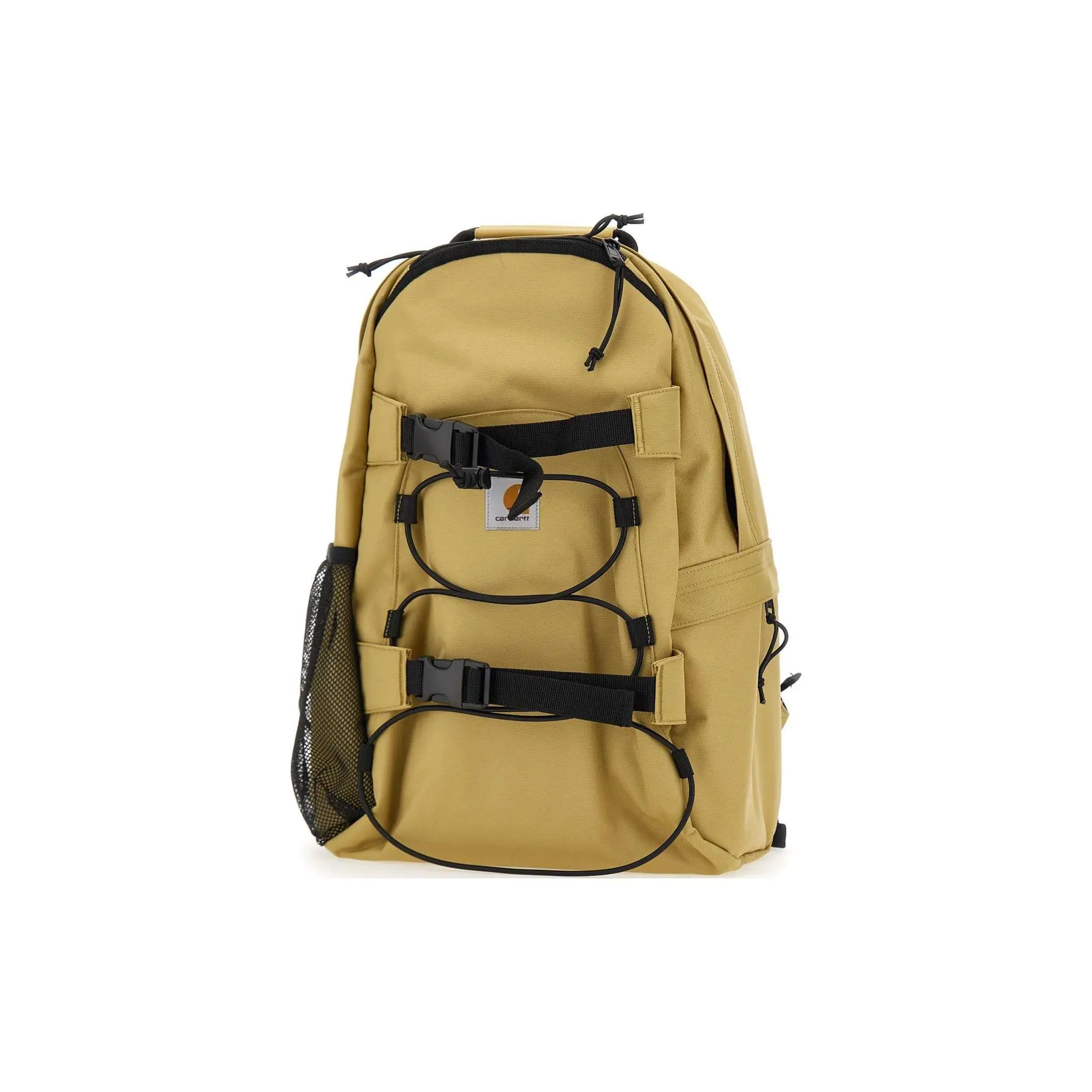 Carhartt WIP Kickflip Canvas Backpack for Men – Casual Logo Zippered Bag in Beige and Black