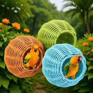 Chewproof Steel Frame Bird Nest for Cage, Washable Small Bird Bed Hammock, Parakeet Nest Sleep, Lovebird, Canary, Budgie House Hut