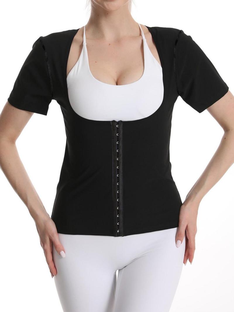 Female Sweat Break Buckle Chest Support Short Sleeve Adjustable Sports Top Sauna Running Clothes Compression Clothes Sports Clothes Yoga Clothes Running Clothes Mother's Day Valentine's Day Gift