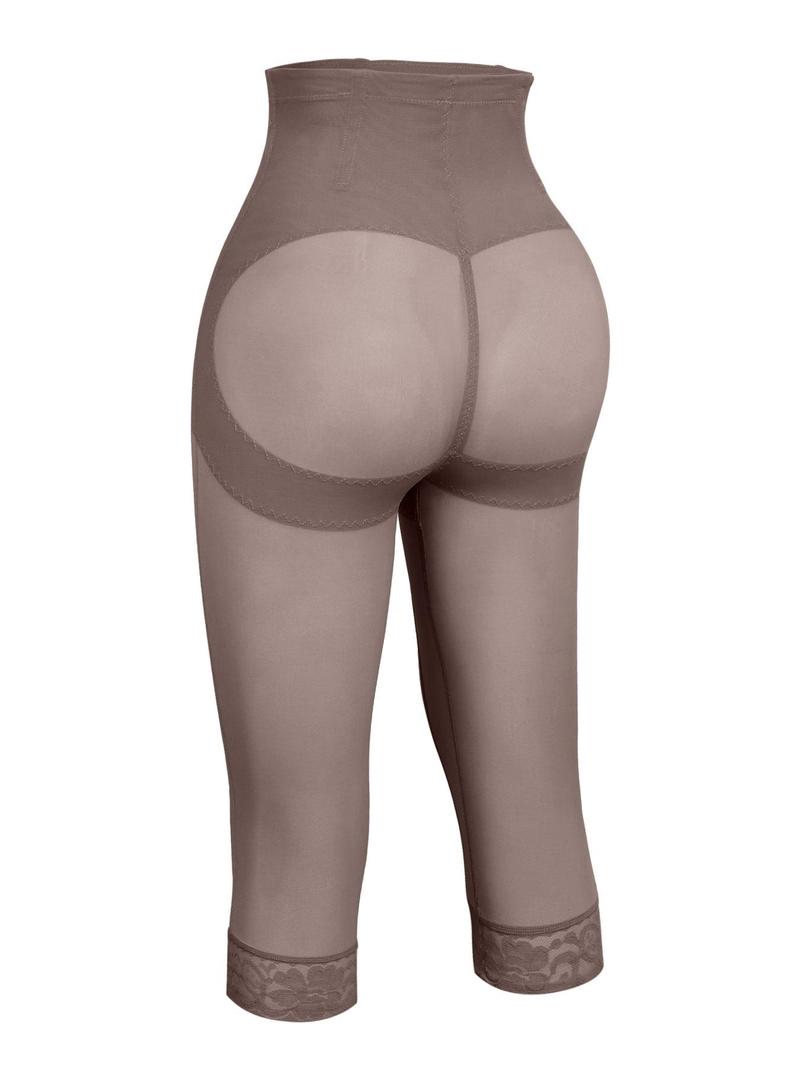 Women's Plain Contrast Lace Sheer High Waist Shapewear Shorts, Breathable Tummy Control Compression Slimming Shorts, High Stretch Shaper for Daily Wear Halloween comfyessentials boxertok underwearhaul tiktokshopbacktoschool tiktokshopblackfriday christmas