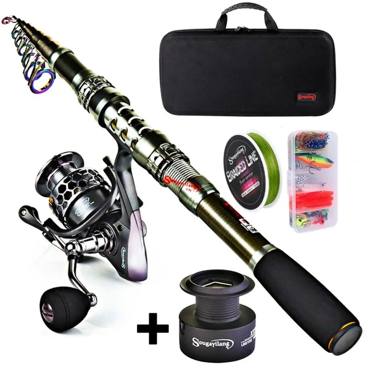 Fishing Rod Combos 1.8M-2.4M Carbin Fiber Travel Telescopic Fishing Rod with 13+1BB Spinning Fishing Reel Accessories Line Rod Bag Lures Combos Set for Travel Rocsk Fishing Gear
