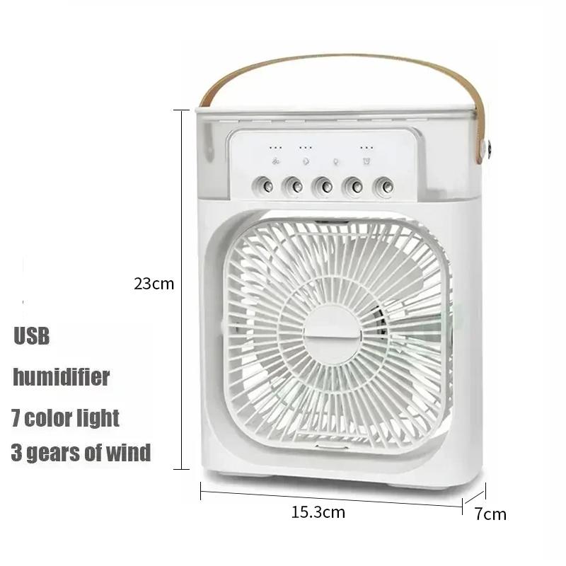 New 3 In 1 Fan AIr Conditioner Household Mini Air Cooler LED Night Light Portable Humidifier Air Adjustment Fan Office Home Fan cooling multifunctional rechargeable usb