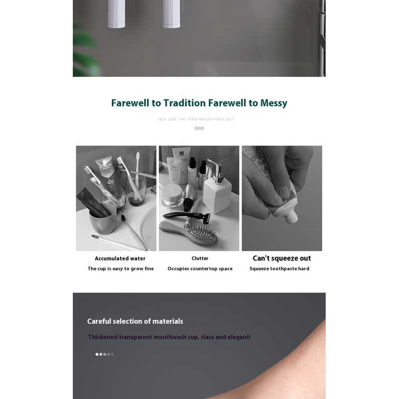 Ecoco Creative Toothbrush Storage Rack Non Perforated Mouthwash Cup Wall Mounted Toilet Automatic Toothpaste Squeezer