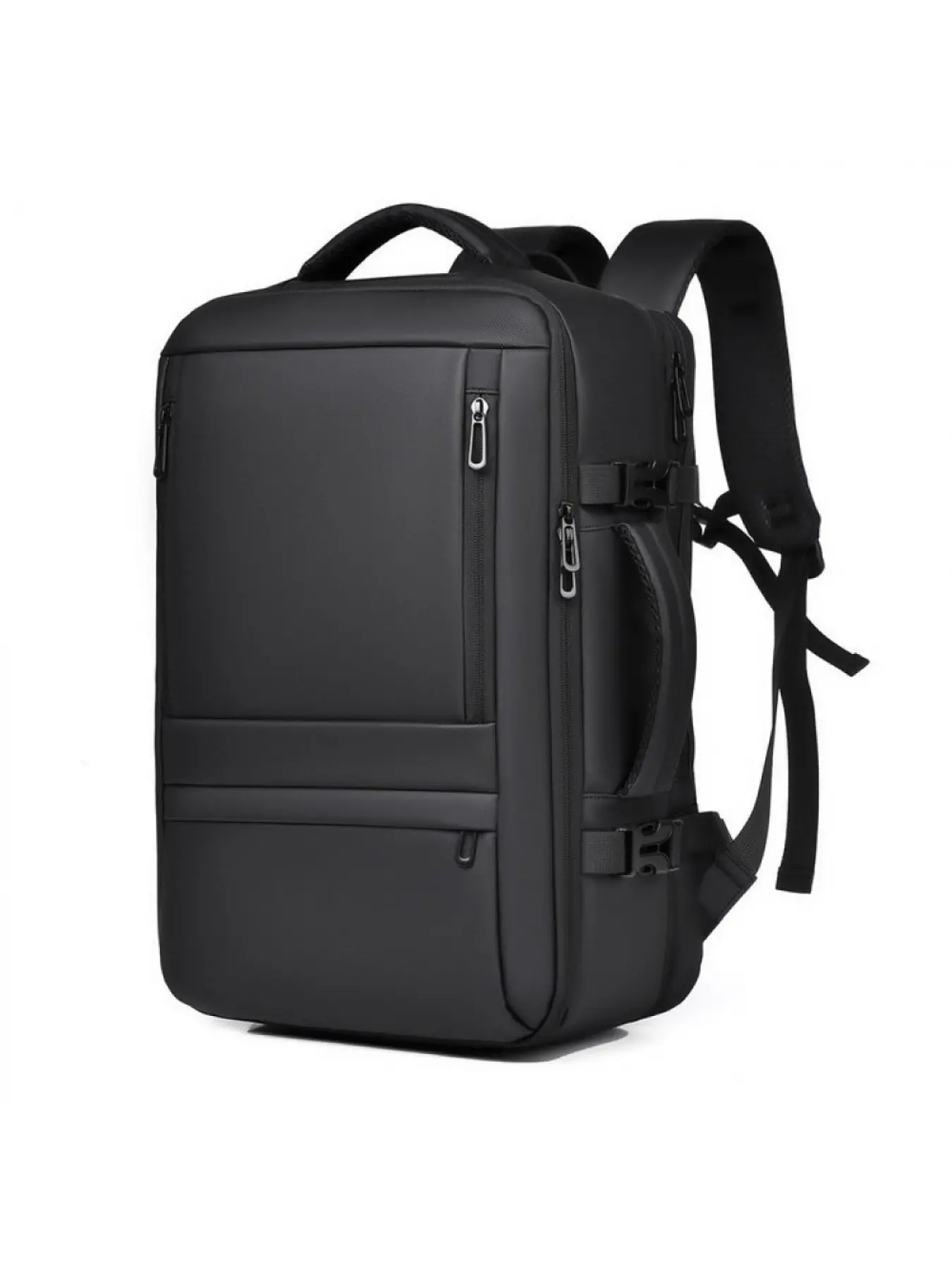 Business Travel Backpack for Men, Flight Approved Carry On Backpack with 15.6 Inch Laptop Compartment, 20L to 30L Expandable Large Capacity Weekender Bag with Luggage Strap, Water Resistant Professional Commuter Daypack, Black & Grey