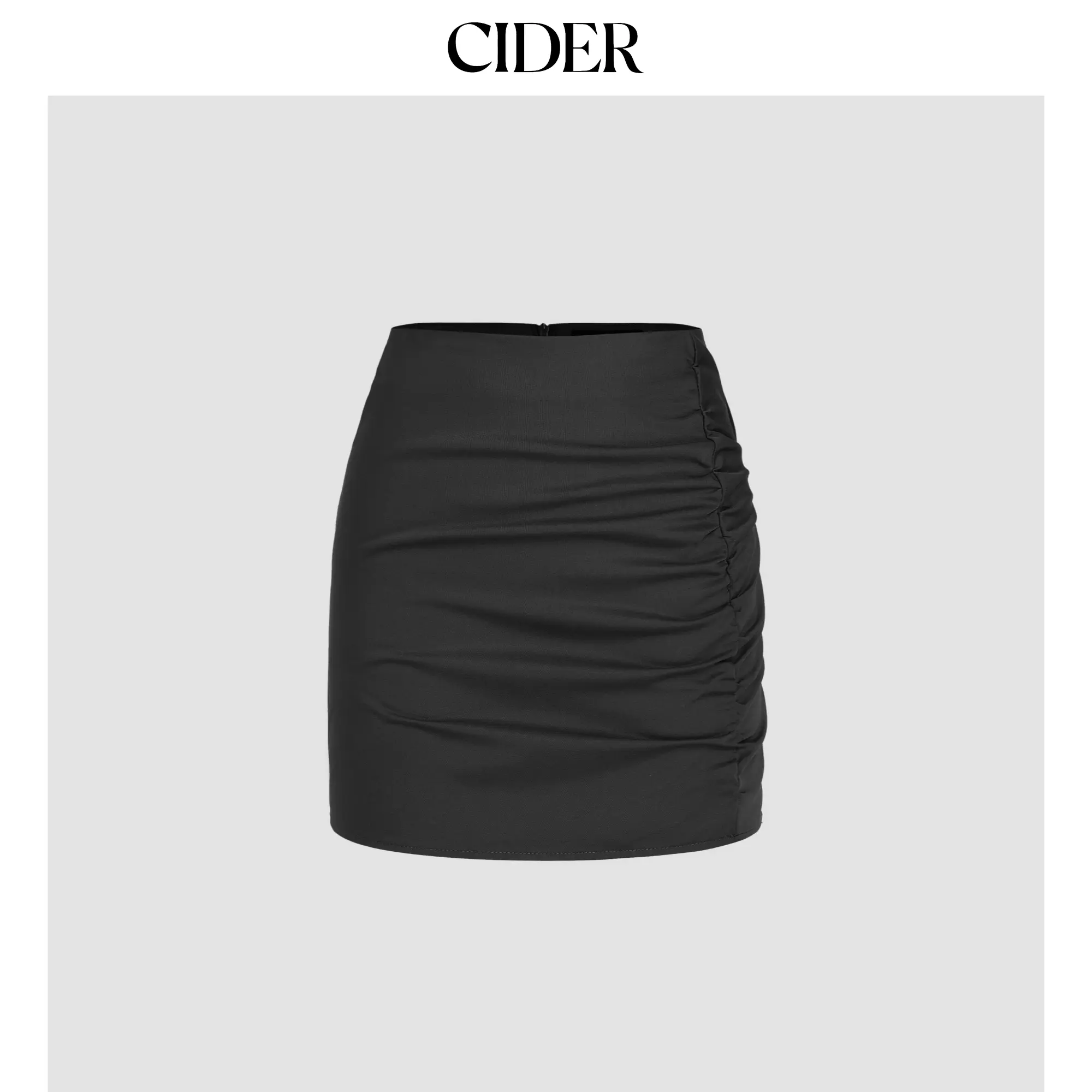 Cider [2 colors, size 2-10] Mid Rise Solid Ruched Mini Skirt