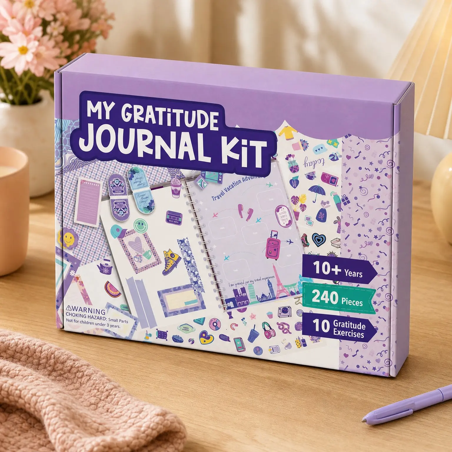 Gratitude Journal Kit for Girls Ages 8-12, DIY Craft Scrapbook, Photo Transfer & Coloring Supplies, Tween Birthday Gift, Journaling SetGift