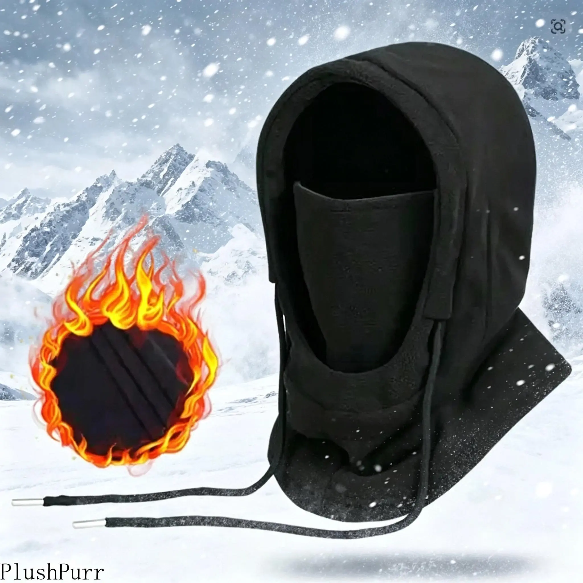 1pc Adult Winter Windproof Thermal Neck Guard Balaclava, Warm Fleece Cotton Face Mask Neck Warmer Hooded Cap, -20°C Resistant Moto Gear, Heat Insulating for Men, Neck Guard Balaclavas tiktokshopbacktoschool
