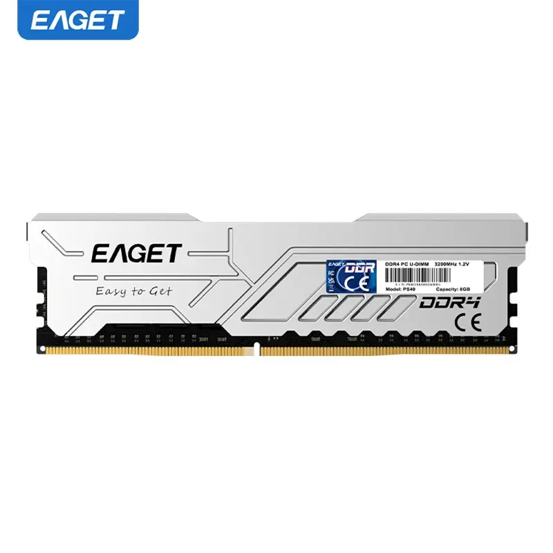 EAGET DDR4 Desktop RAM Memory Module, 8GB 3200MHz U-DIMM 1.2V Low Voltage, Metal Heatsink Dual Cooling Stable Low Latency Multitask Boost, For PC Gamers Video Editors Office Workers DIY Builders, Intel AMD Motherboard Desktop Upgrade-DDR4 PC Memory Stick,