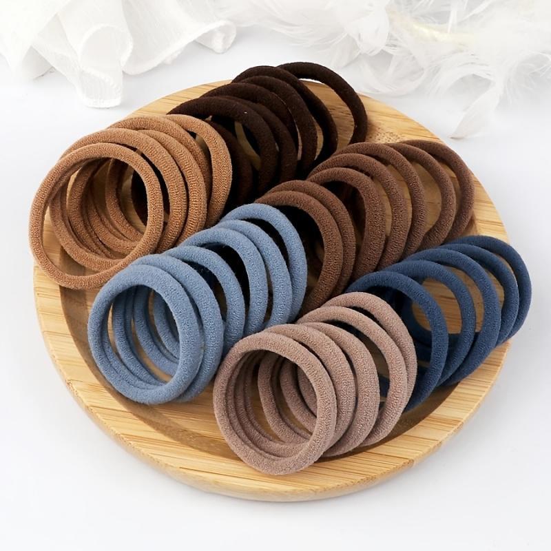 Women's Basic Hair Bands, 50 Pcs Simple Solid-Color Elastic Headbands, Hair Rope Ties, Hair Accessories Set and Ponytail Holders, Hair Accessory Set