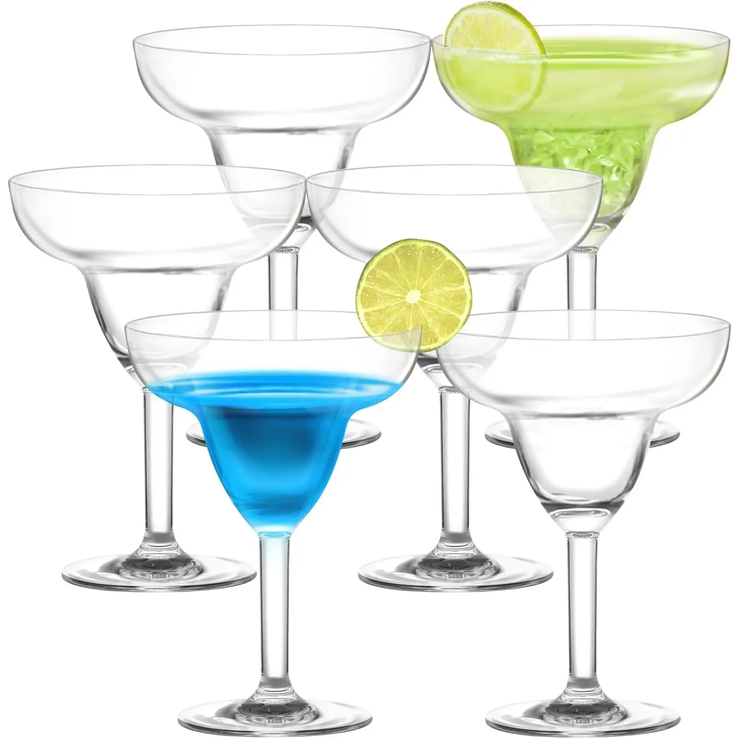 Classic 12 Ounce Clear Acrylic Margarita Glasses, Set of 6