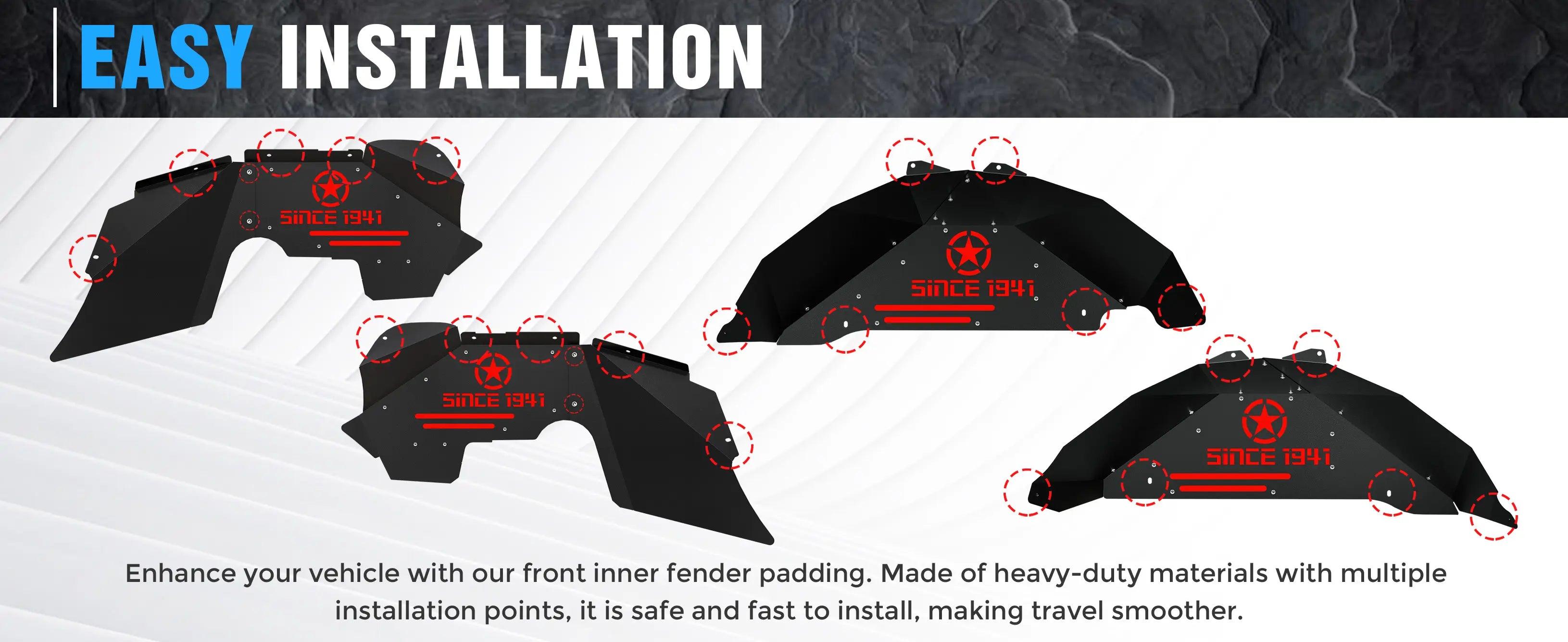 Inner Fender Liners for 2007-2018 Jeep Wrangler JK & JKU Unlimited (2/4 Doors) | Yzona Inner Fender Liners for 2007-2018 Jeep Wrangler JK & JKU Unlimited (2/4 Doors) | Yzona