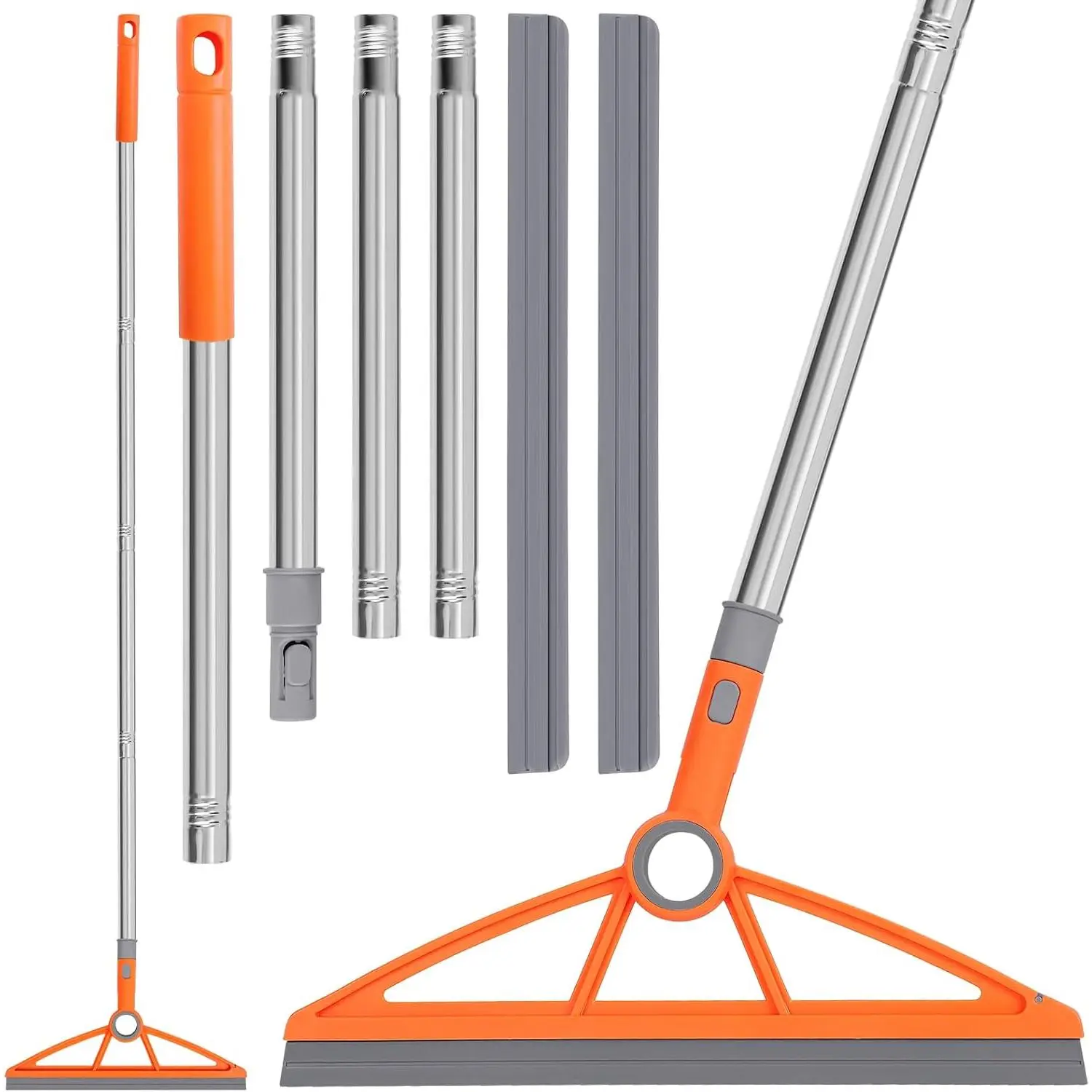 2-in-1 Air Broom, Silicone Rubber Broom with 54" Handle & 2 Strips