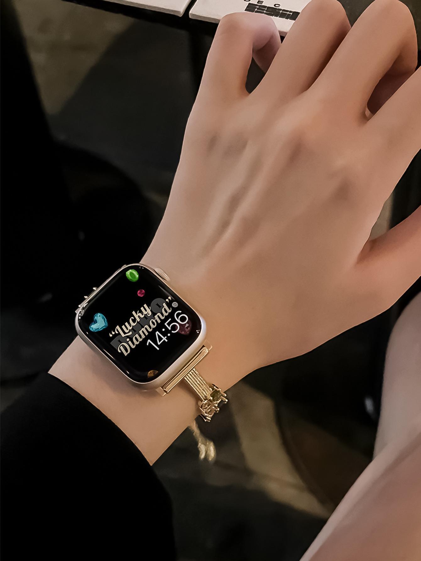 Candy Square Rhinestone Bracelet Watch Band, Stylish Strap Compatible With Apple Watch Series 4 5 6 7 8 9, Shiny Elegant Design For Women's Daily Wear