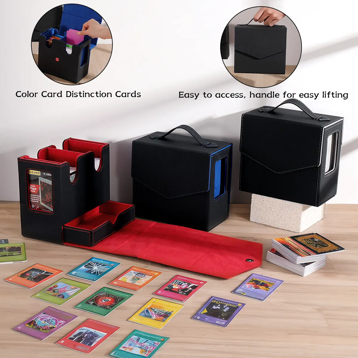 6.69" Trading Card Deck Storage Box - Home Organizer with Dice Compartment, Side View Window, Portable Design for MTG/TCG Card Collectors
