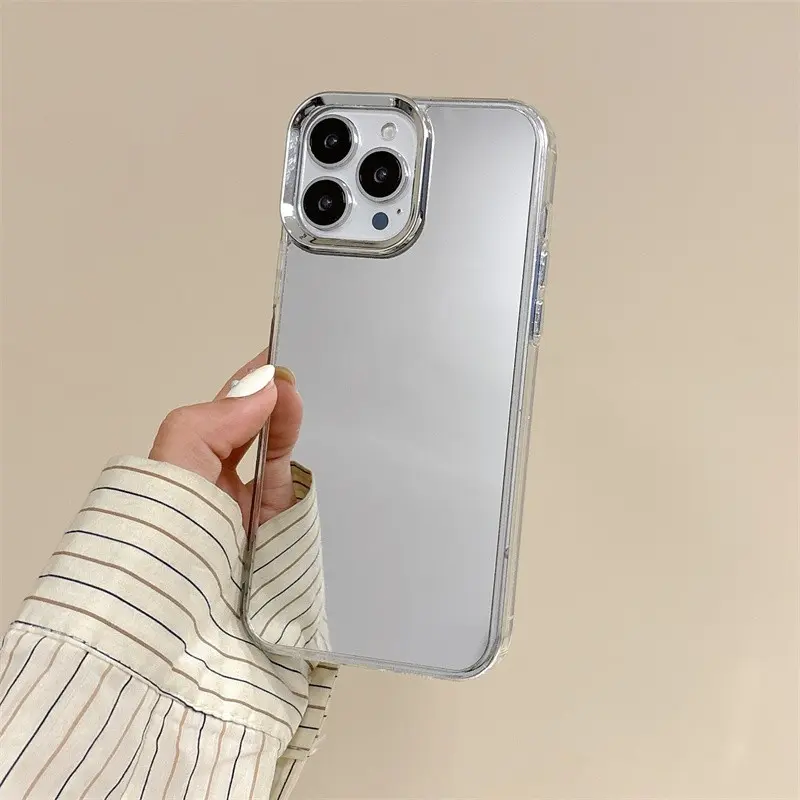 Acrylic Silver Color Full Screen Mirror Phone Case for Motorola G85, Edge50pro, 40neo, E15, G04, G32, Durable Anti-Drop Protective Cover
