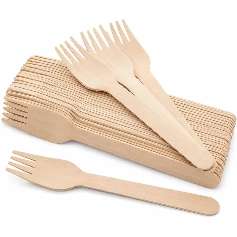 Forks Disposable, 100 Pcs Wooden Forks, 6.2inch, Compostable Biodegradable, Great for Camping Picnics Dinner, Party Supplies