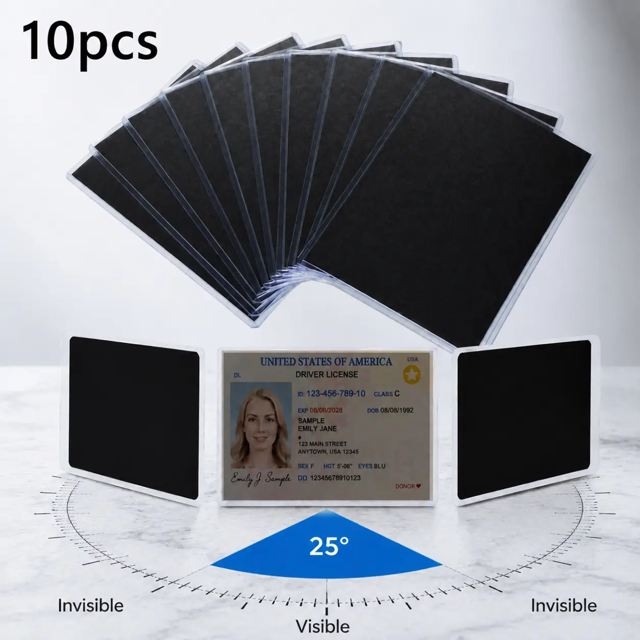 10 Pack Anti Peep PVC Card Protector Sleeves, Waterproof Privacy Card Holders to Prevent Info Leakage for Credit, ID, License, Business, Social Security & New Medicare Cards