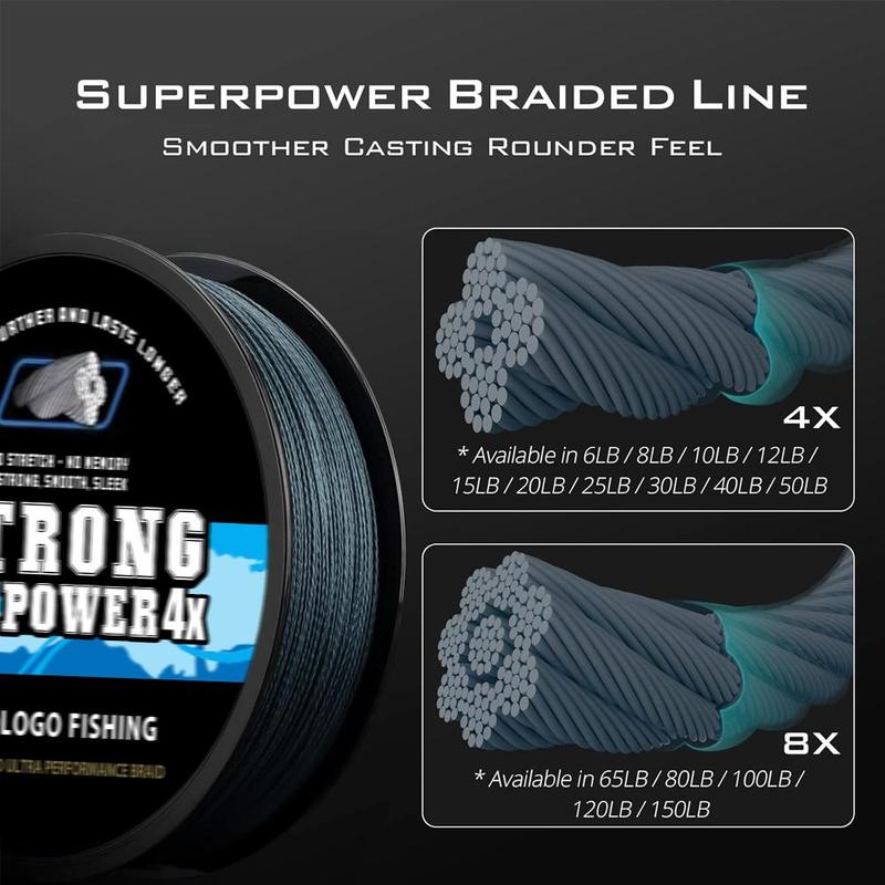 Braided Fishing Line 4 Strands Strong Multifilament PE Braided Line for Seawater 8LB-40LB 546yds 500m Super Strong Super Line Fishing Tackle