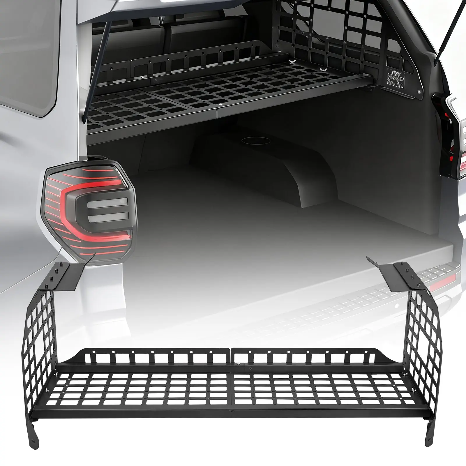 【DealsForYouDays】VEVOR Rear Trunk Cargo Rack, 220 lbs Capacity Aluminum Alloy Rack Tray for 2010-2024 Toyota 4Runner, Adjustable Height Interior Basket for Cargo Storage, Camping Users’ Gear Organizer