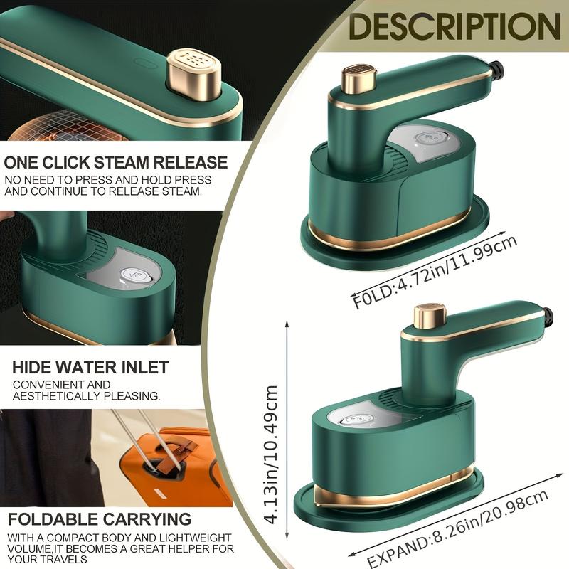 Mini Portable Folding Steam Iron,  Rotating New Iron Steamer for Clothes, Fast Heating, Handheld, Quick Wrinkle, Compact Handheld Steam Iron for Travel, College Dorm, Back To School, Apartment, Home Office