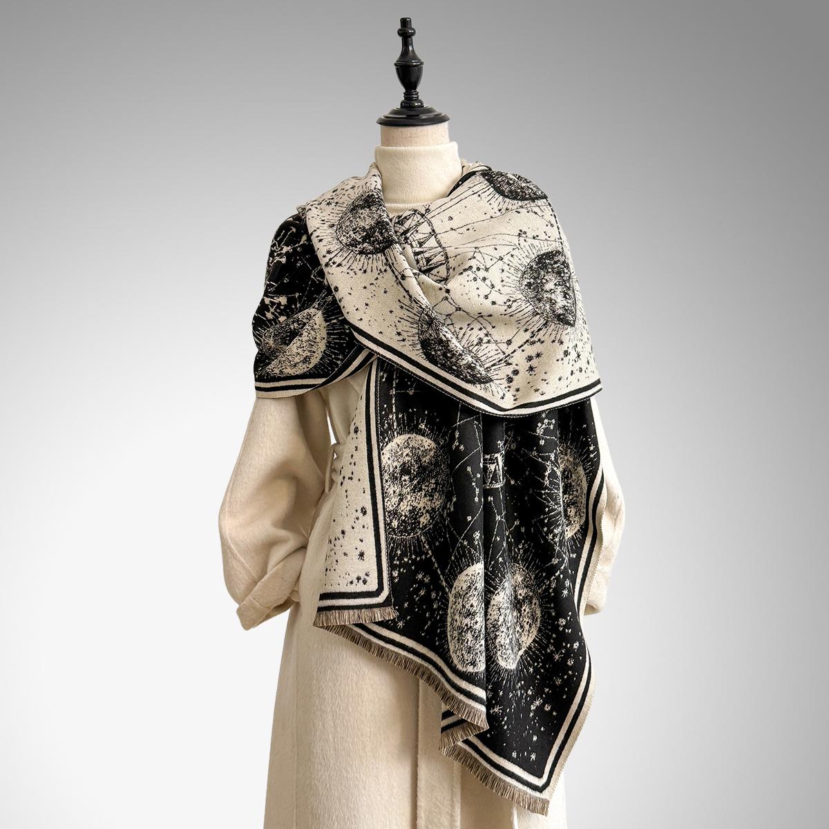 Boho Style Floral & Paisley Embroidery Tassel Decor Shawl, Paisley Print Scarf, Trendy Casual Soft Warm Double Sided Scarf for Fall & Winter, Fashion Accessories for Women & Men