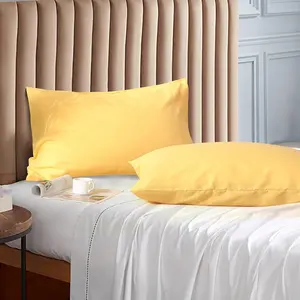 Ultra Soft Brushed Microfiber Standard Size 20"x30" Pillowcases Pair Set of 2 with Envelope Closure (Yellow, 20"x30" Standard)