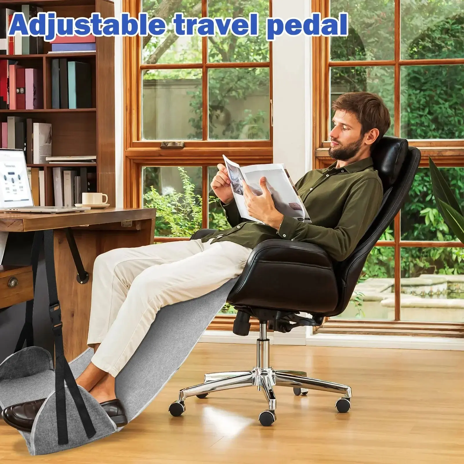 Airplane Foot Hammock Nylon Travel Foot Rest, Adjustable Strap, Upgraded Comfort, Airplane Foot Sling for Travel Office