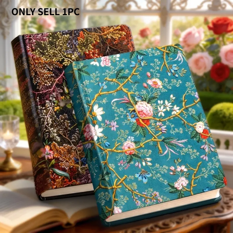 1, A5, 256 pages, Vintage Floral Hard Cover Notebook, Colorful Inside Pages, Laser Engraved Hard Cover Diary, Scrapbooking, Drawing and Diary, School Office Supplies, Gift Ideas for Women, Hardcover Sketchbook, Hardcover Journal