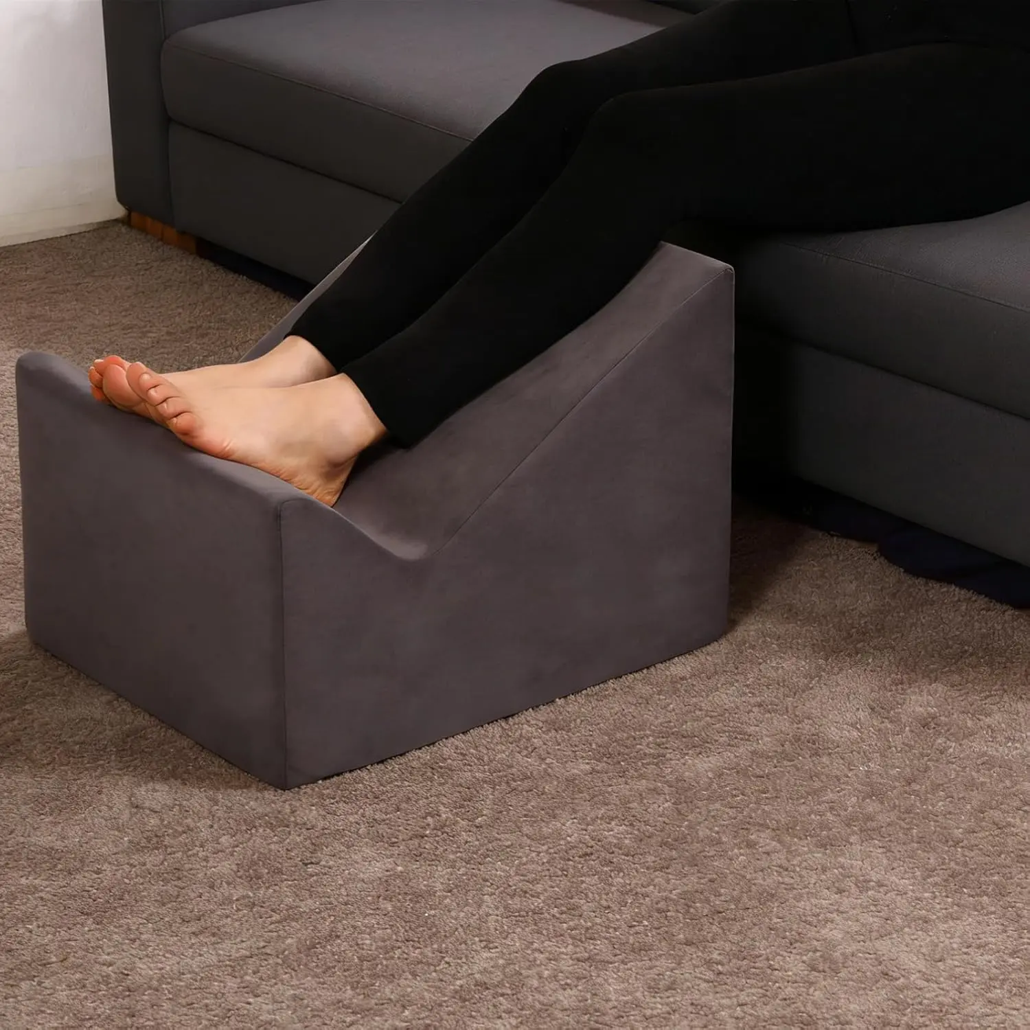 Modern Pouf Ottoman with Washable Cover, Relax Stool Floor Poufs for Couch, Foot Rest for Under Desk Work, for Living Room Bedroom Patio, Dark Grey