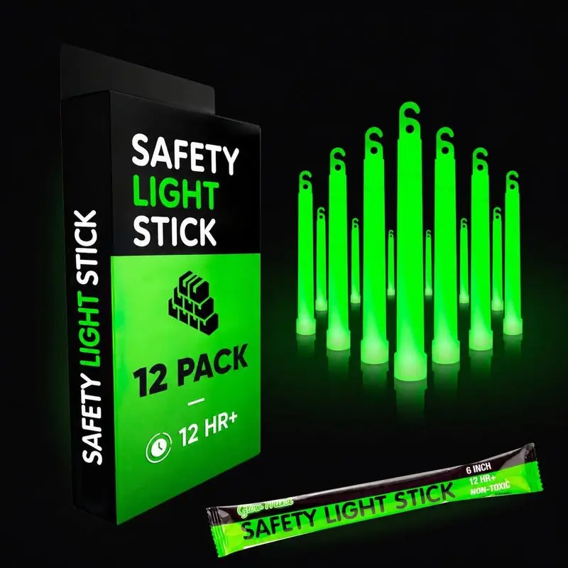 Outdoor sports Emergency Glow Sticks with 12 Hours Duration, Individually Wrapped Industrial Grade Glowsticks for Survival Gear, Camping Lights, Power Outages and Military Use