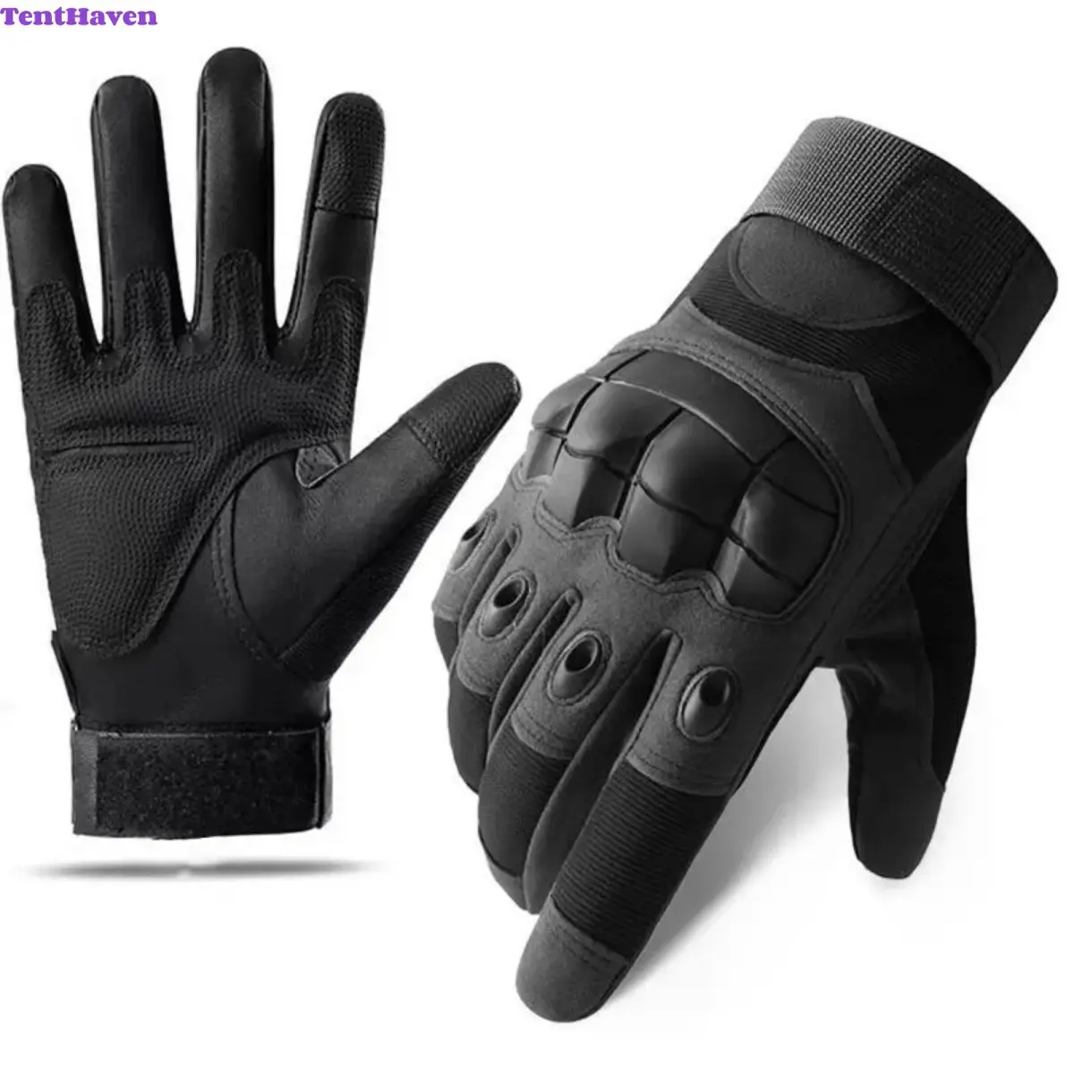 Unisex Split-Finger Leather Motorcycle Gloves - All Seasons, Multi-Size, Touchscreen Safe, Anti-Scratch Protective Outdoor Gloves for Camping, Hiking, Outdoor Sport