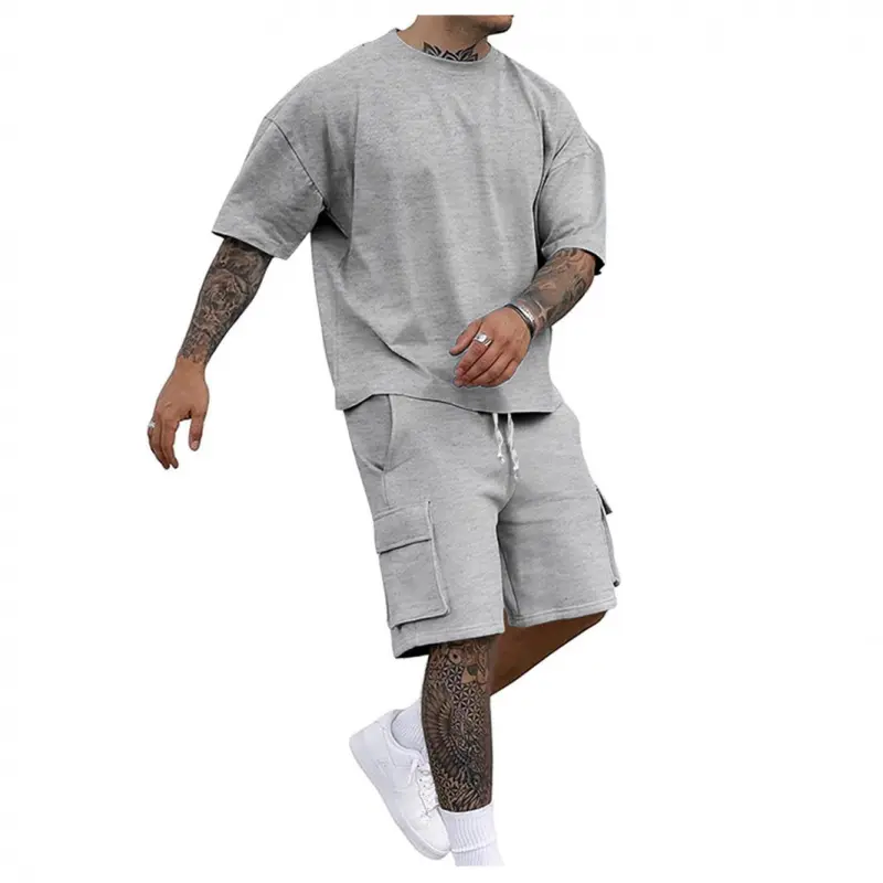 Men's Solid Color 2-Piece Shirt and Pants Set, Soft Long Sleeve Menswear Loungewear for Casual Daily Outfits, Basic
