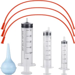 7 Pack Tube Feeding Kit for Puppies Includes 3 Pack 8 FR Red Food Pipes 10ml 30ml 60ml Syringes Bulb Syringe for Lamb Goat Small Dog Whelping Kitten Measuring Watering