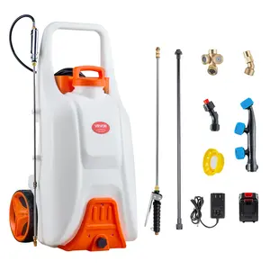 VEVOR Battery-Powered Sprayer with Wheeled Cart, 13.1 Gallons Electric Weed Sprayer, Adjustable 0-80 PSI, Yard Lawn Sprayers with Wheels, 5 Nozzles 98ft Hose, 3-6H Spray Time, for Weeding, Cleaning