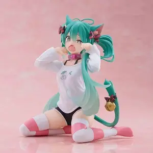 Cat Ear Hatsune Miku Figure Short Sleeve Pajamas, Anime Girl Model Collectible, Desktop Decoration, Cute Character Figurine